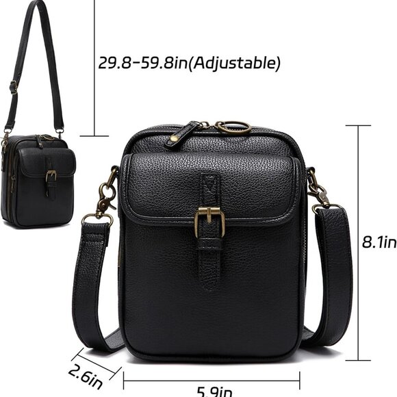 Leather Crossbody Bag for Women Vintage Large Capacity Anti Theft Shoulder - Picture 3 of 6